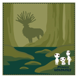 Studio Ghibli serviette de toilette mains Princesse Mononoké Shadow of the Deer God 25 x 25 cm 