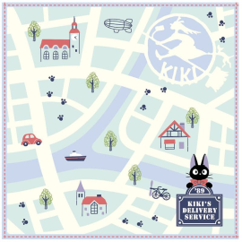 Studio Ghibli serviette de toilette mains Kiki la petite sorcière City Map 25 x 25 cm 
