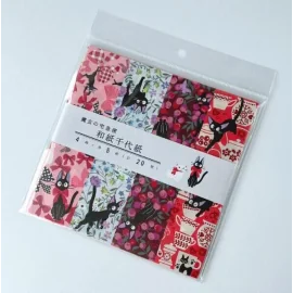 KIKI LA PETITE SORCIERE - Jiji & Fleurs - Papier Chiyogami 15x15cm 