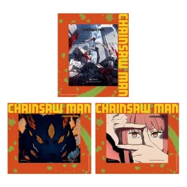 Poster Chainsaw Man Set de 3 cartes encadrées effet 3D 17 x 13 cm 