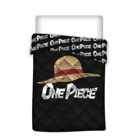 ONE PIECE - Couverture en Quilt 140x200cm - Chapeau de Paille 