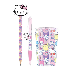 HELLO KITTY & Friends - Set de Papeterie - Pot à Crayon + 3pc. 