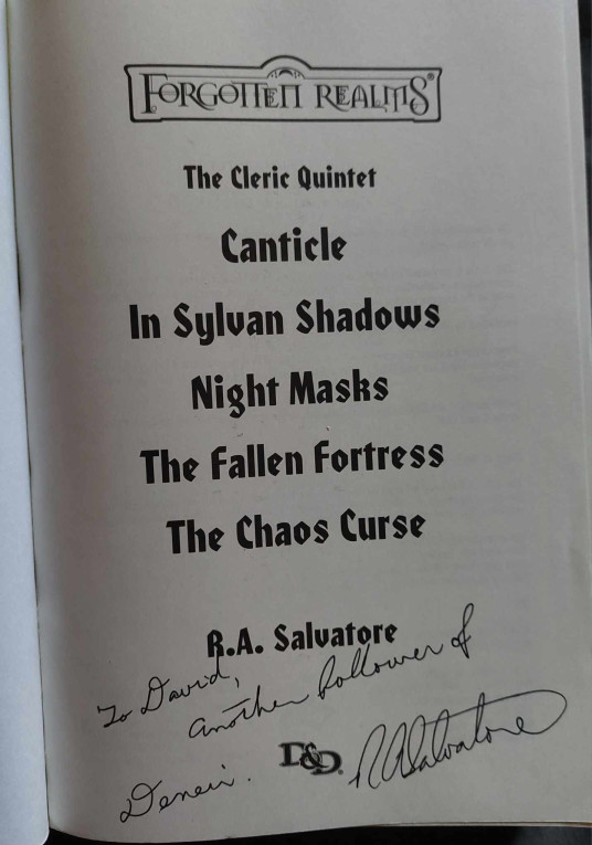 Dédicace de R. A. Salvatore - The Cleric Quintet