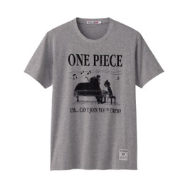 manga - One Piece - T-shirt Can I Join Your Crew Gris - Uniqlo