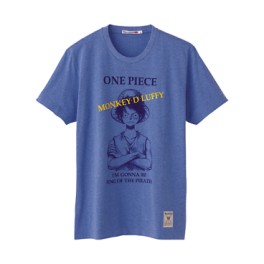 One Piece - T-shirt I'm Gonna Be King Of The Pirates Bleu - Uniqlo