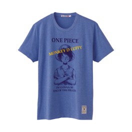 One Piece - T-shirt I'm Gonna Be King Of The Pirates Bleu - Uniqlo