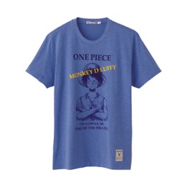 manga - One Piece - T-shirt I'm Gonna Be King Of The Pirates Bleu - Uniqlo