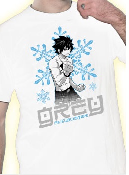manga - Fairy Tail - T-shirt Grey Fullbuster Blanc - Nekowear