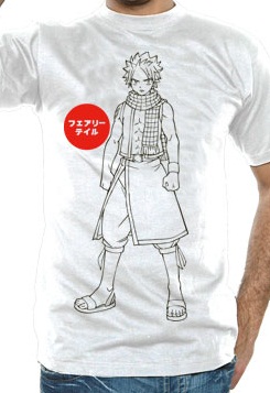 manga - Fairy Tail - T-shirt Natsu Contour Blanc - Nekowear