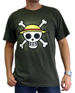 manga - One Piece - T-shirt Skull With Map Kaki Homme - ABYstyle