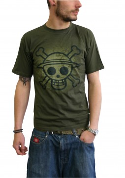 Manga - One Piece - T-shirt Skull With Map Used Kaki - ABYstyle