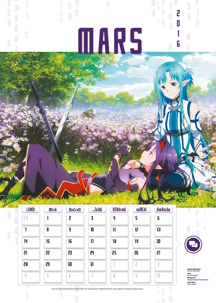 Goodie Sword Art Online - Calendrier 2016 - @Anime - Manga news