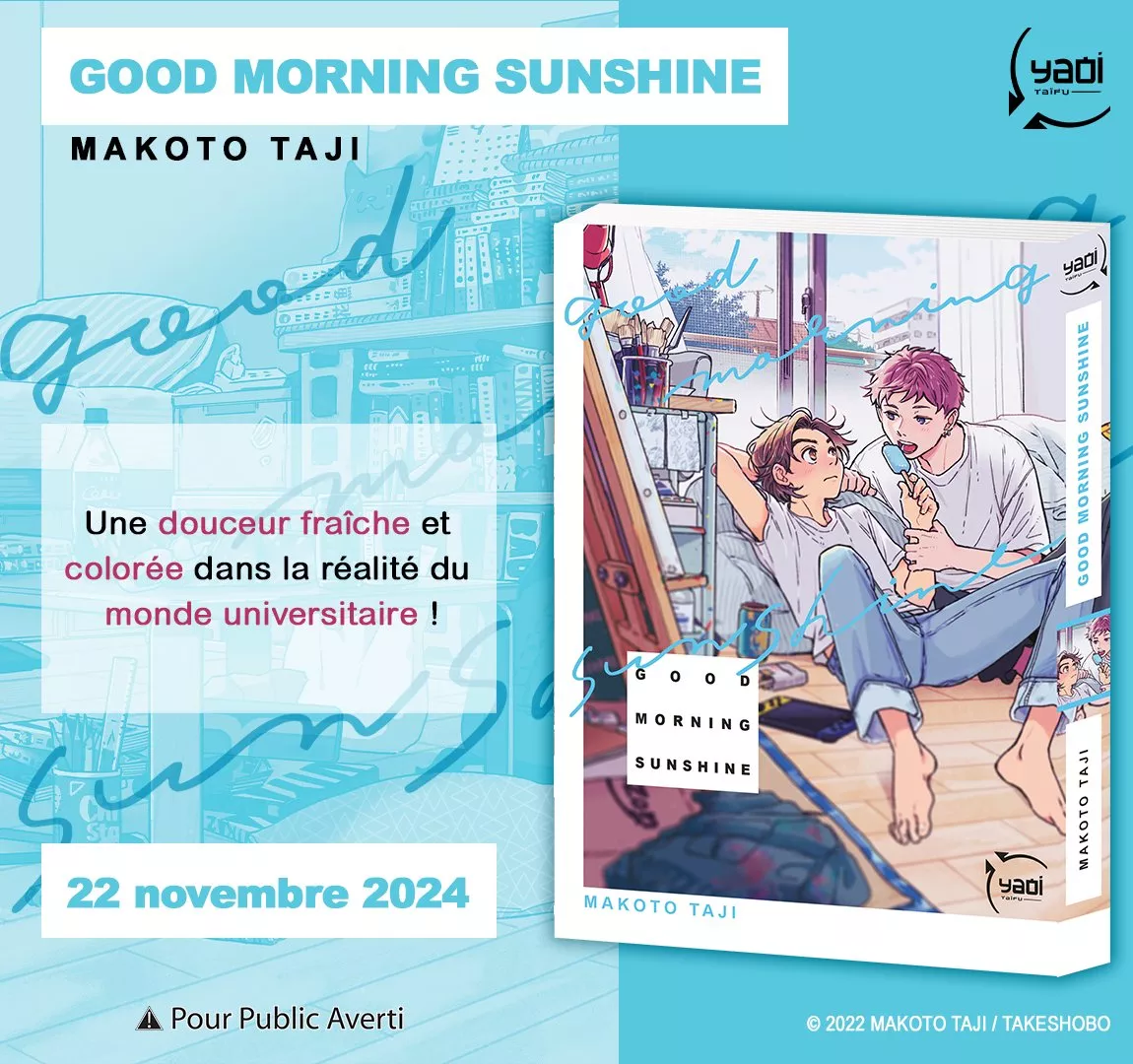 Taifu Comics publiera le manga Good Morning Sunshine, 04 Novembre 2024